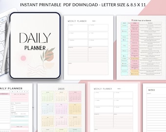 Minimalist Daily Planner Printable | Productivity Organizer (PDF)