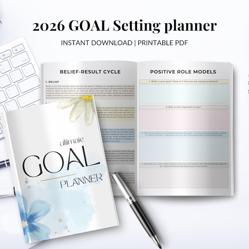 2026 Goal Planner Printable PDF | Vision Board, Tracker (digital ...