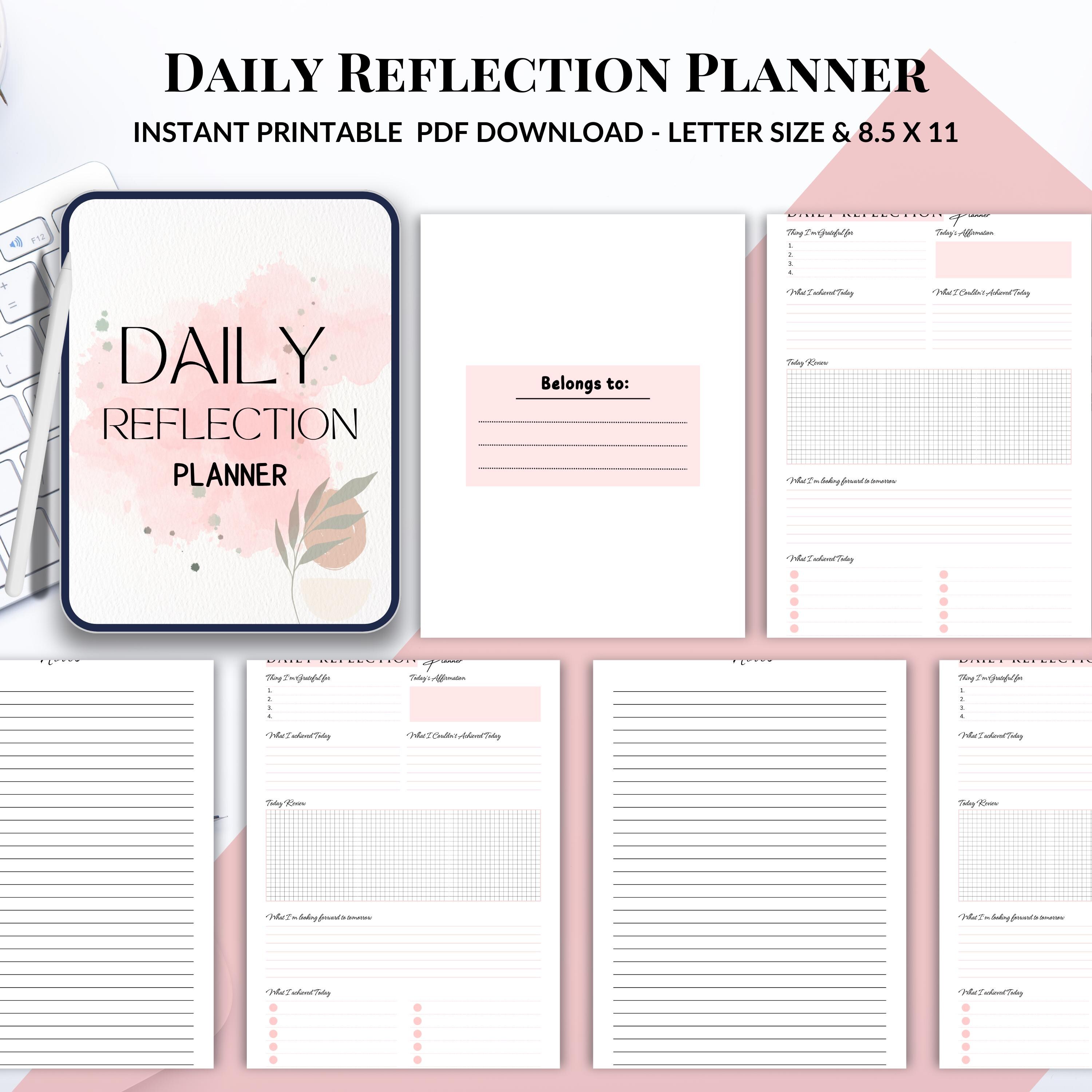 Daily Reflection Planner Printable | Mindfulness Planner | Self Growth ...