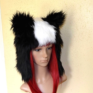 Skunk Hat Faux Fur Animal Hat in Black and White