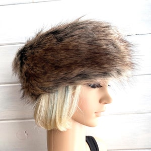Ear Warmer Head Wrap Headband Faux Fur in Mountain Wolf