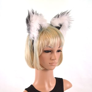 Gray Raccoon Ears Headband Faux Fur