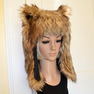 Brown Bear Hat Faux Fur Animal Hat Grizzly image 1