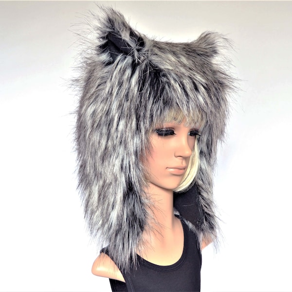 Husky Wolf Hat Faux Fur Animal Hat Werewolf Adult