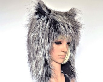 Chapeau de loup Husky, chapeau d'animal en fausse fourrure, loup-garou adulte