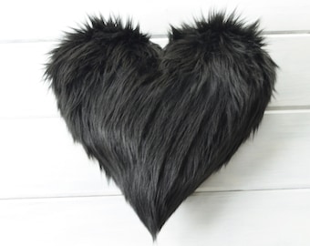 Black Heart Pillow Faux Fur