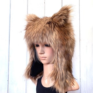 Brown Wolf  Hat Faux Fur Animal Hat Werewolf