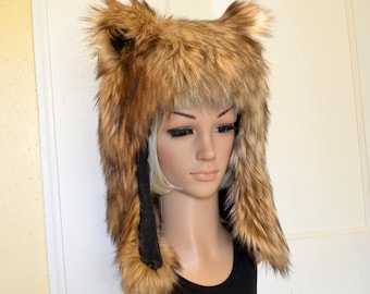 Brown Bear Hat Faux Fur Animal Hat Grizzly