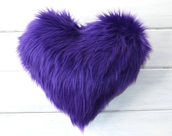 Purple Heart Pillow Faux Fur 12" x 10"