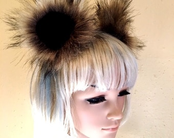 Brown Bear Ears Clip On in Faux Fur