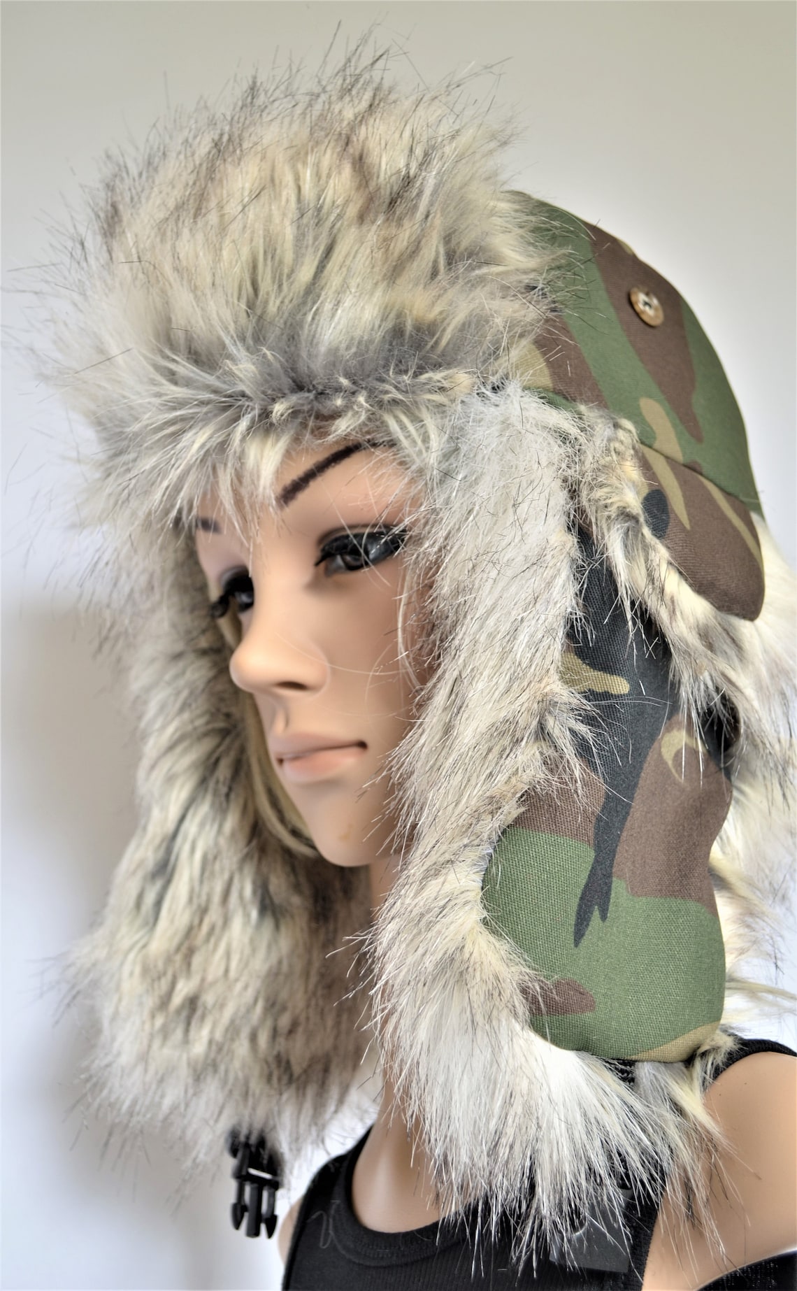 Camo Trapper Hat With Faux Fur Camouflage Etsy