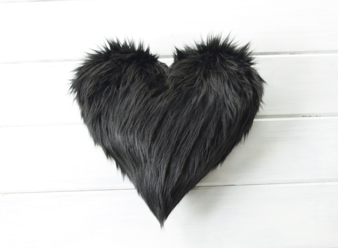 Black Heart Pillow Faux Fur Etsy