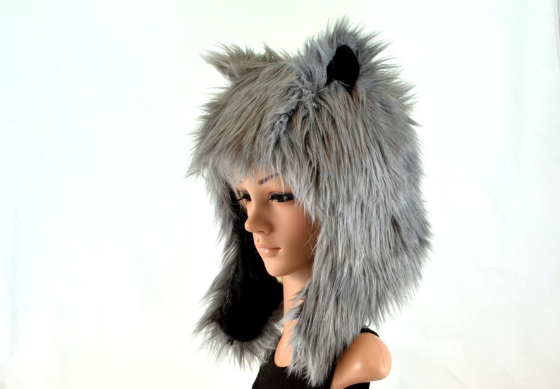 Gray Wolf Hat Faux Fur Animal Hat For Women and Men