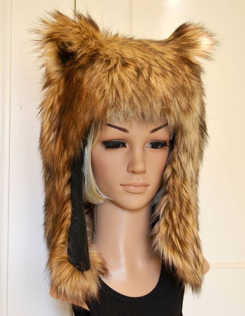 Brown Bear Hat Faux Fur Animal Hat Grizzly image 3