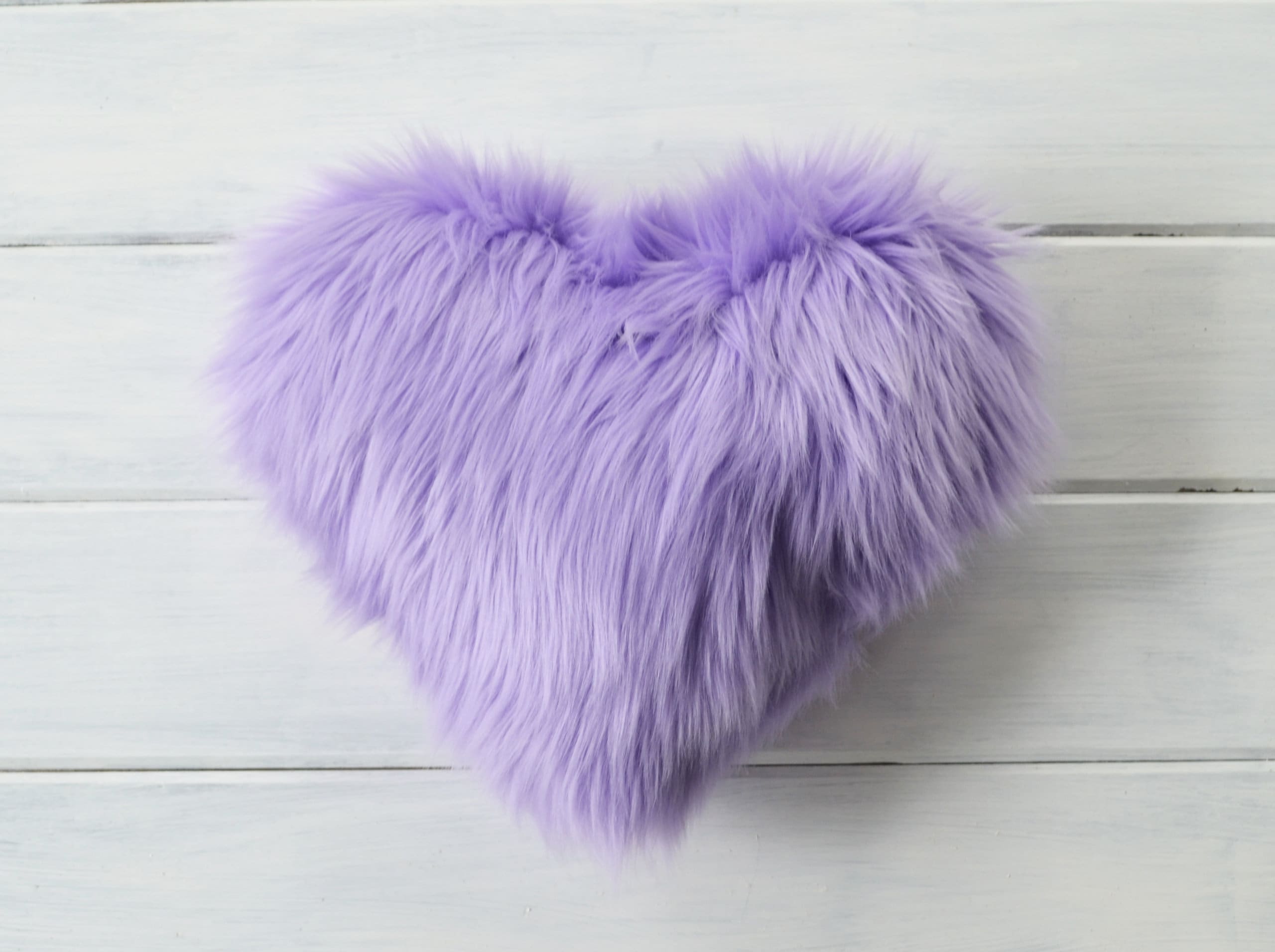 Lavender Heart Pillow Purple Faux Fur 15x13 Etsy