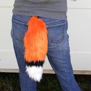 Orange Fox Tail Faux Fur Multicolored with Clasp
