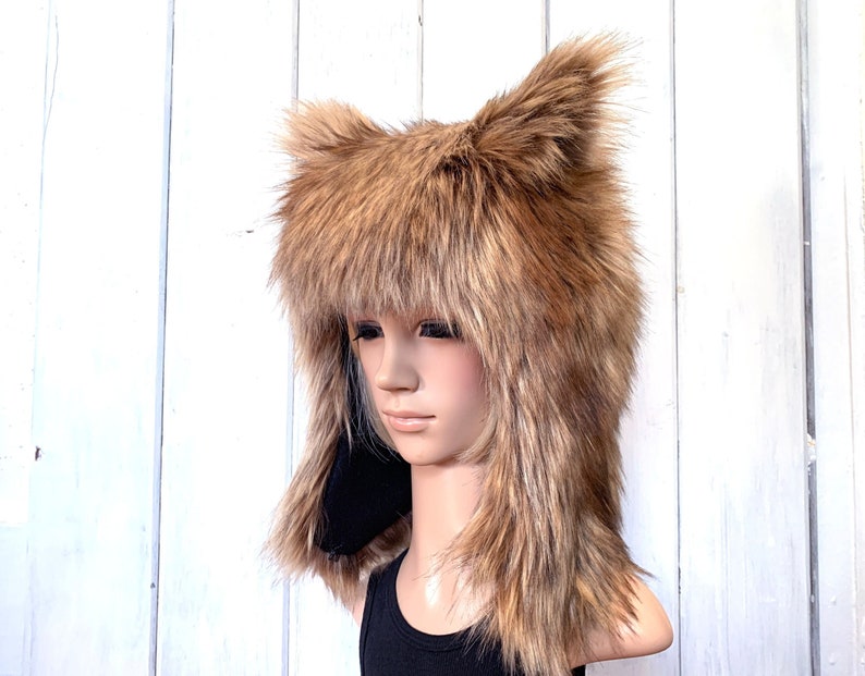 Brown Wolf Hat Faux Fur Animal Hat Werewolf image 1