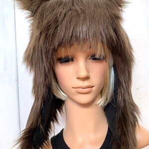 Dark Brown Bear Hat Faux Fur Animal Hat Grizzly image 4
