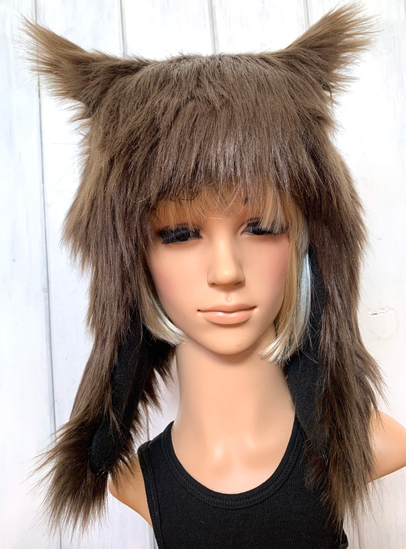 Dark Brown Bear Hat Faux Fur Animal Hat Grizzly image 4