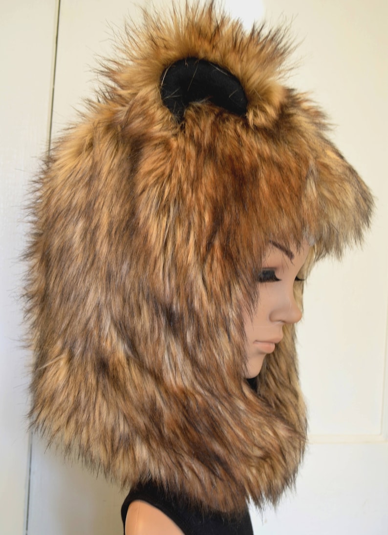 Brown Bear Hat Faux Fur Animal Hat Grizzly image 2