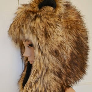 Brown Bear Hat Faux Fur Animal Hat Grizzly image 4