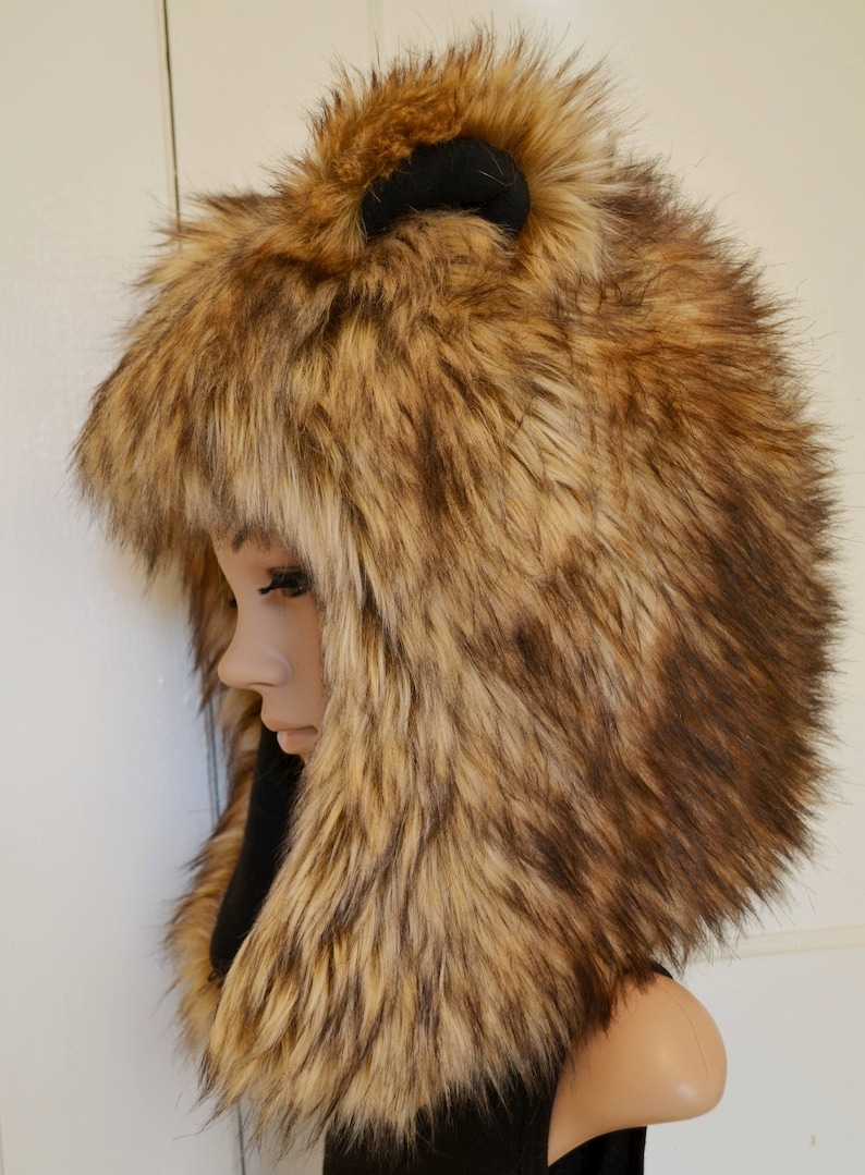 Brown Bear Hat Faux Fur Animal Hat Grizzly image 4