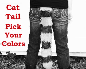Striped Cat Tail Pick your Colors Faux Fur Kitty Tails