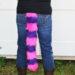 Cat Tail Faux Fur Kitty Tail Pink and Purple Stripes image 3