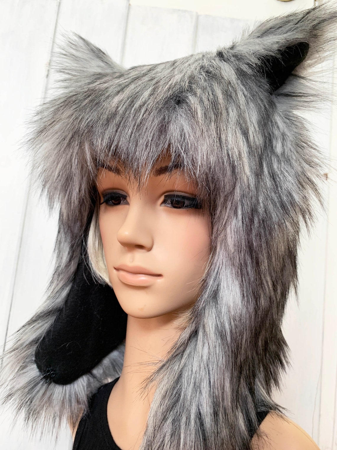 Dark Husky Wolf Hat Faux Fur Animal Hat Etsy