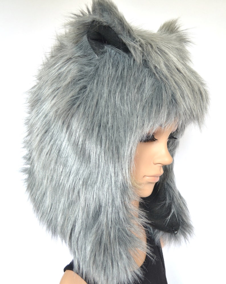 Gray Wolf Hat Faux Fur Animal Hat For Women and Men