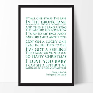 Fairytale of New York - The Pogues & Kirsty MacColl Lyrics Print. FREE DELIVERY.