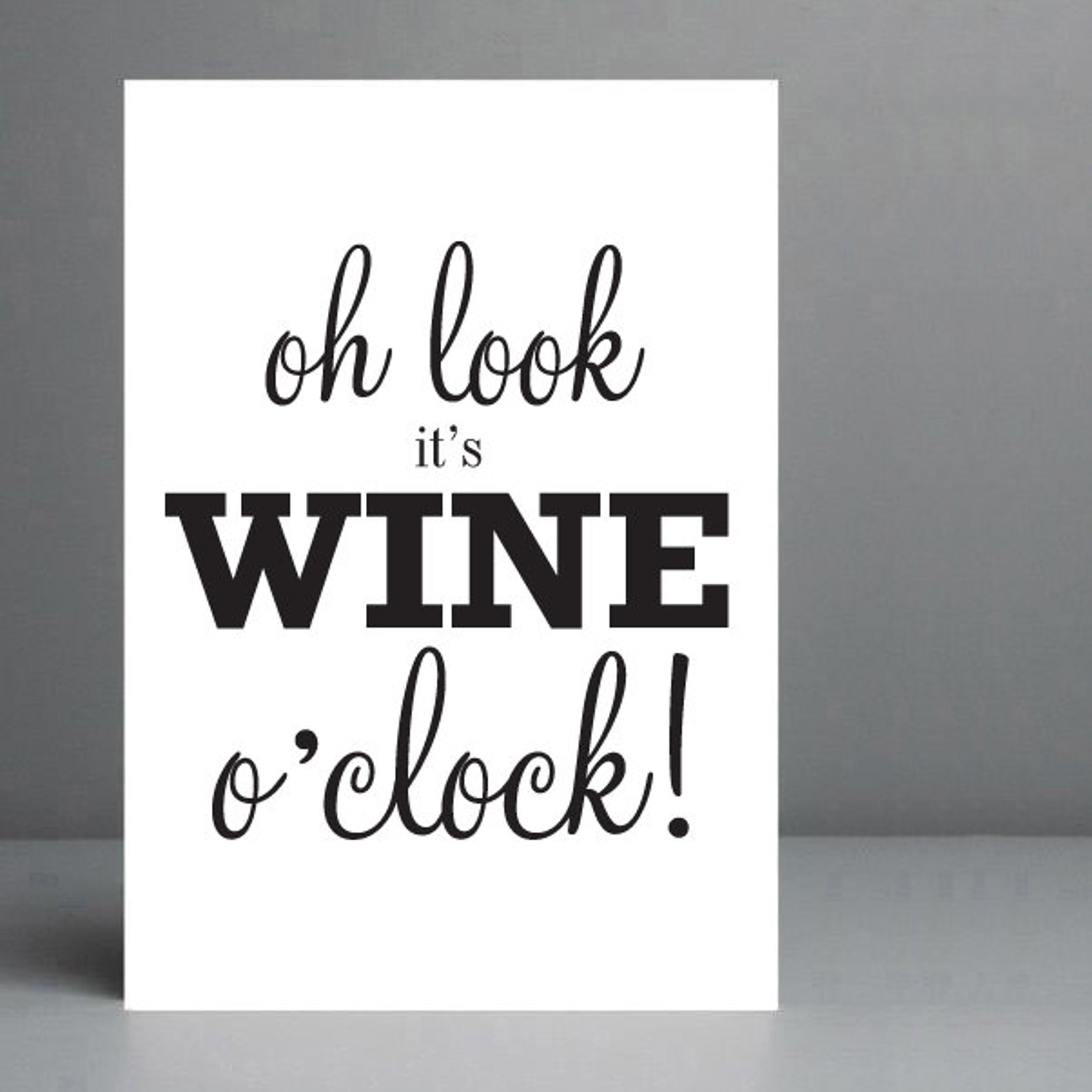 Oh Look It's Wine O' Clock. Wall Art Print. 8x10 on Etsy