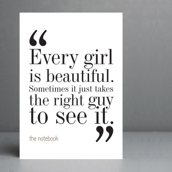 The Notebook Print. Movie Quote. Typography Print. 8x10 on A4 Archival Matte Paper. FREE DELIVERY.