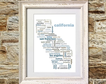 California City Map, Typography Art print. 8x10 on A4 Archival Matte Paper. FREE DELIVERY.