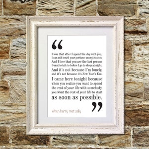 When Harry Met Sally Movie Quote. Typography Print. 8x10 on A4 - Etsy