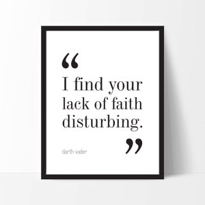 Star Wars Darth Vader Movie Quote. Typography Print. 8x10 on A4 Archival Matte Paper. FREE DELIVERY.