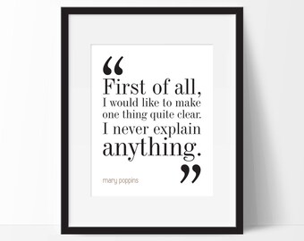 Mary Poppins Movie Quote. Typography Print. 8x10 on A4 Archival Matte Paper. FREE DELIVERY.