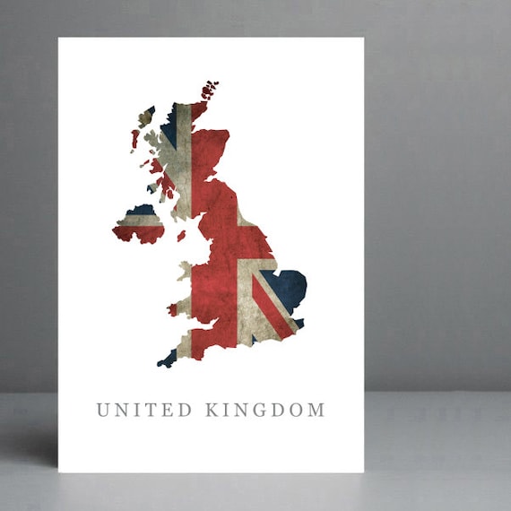 Flag Map of United Kingdom Print. 8x10 on A4 Archival Matte | Etsy