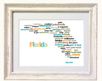 Florida City Map Print. FREE DELIVERY.