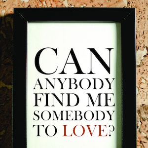Queen Somebody to Love Lyrics Print. FREE DELIVERY. Christmas Gift Idea.