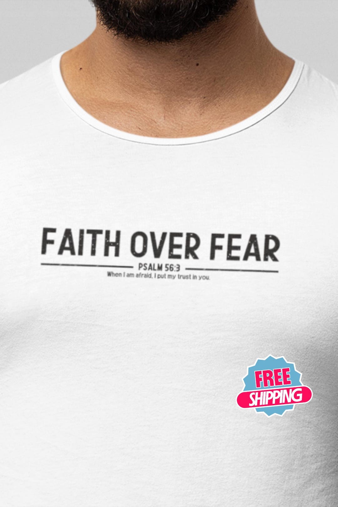 Faith Over Fear Christian Shirt Psalm 56:3 Bible Verse Tee Minimalist ...