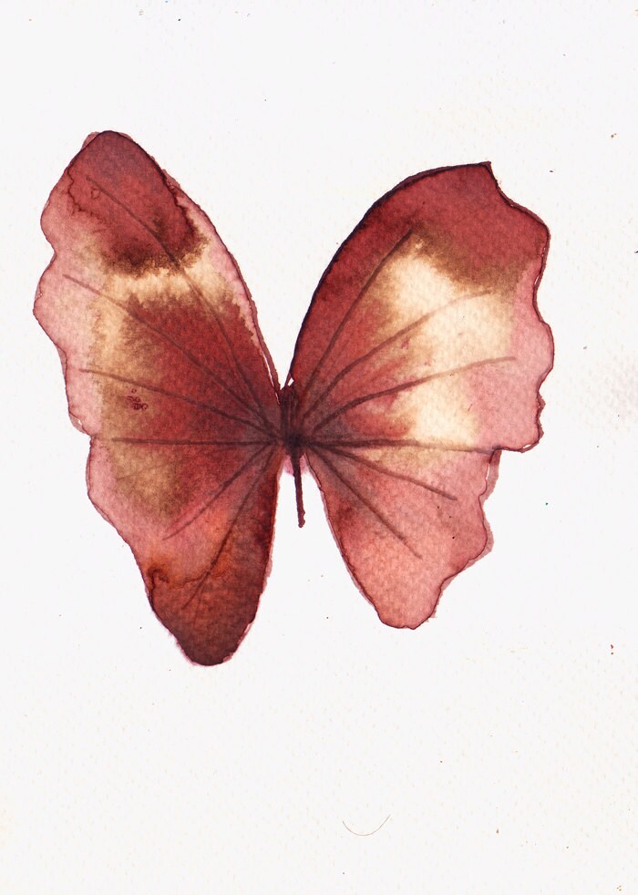 Brown and gold butterfly original watercolour painting 7 x Etsy