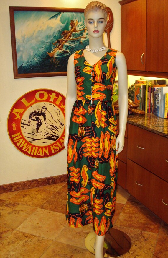 Vintage 70s Alfred Shaheen Mod Psychedelic Hawaiia