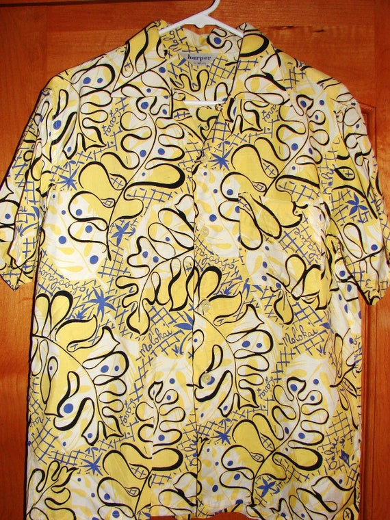 Vintage 50s Atomic Rockabilly Rayon Hawaiian Aloha