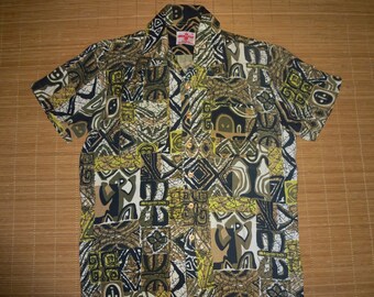 Mens Vintage 60s Hawaiian Holiday Rayon Tiki Surf Shirt - M - The Hana Shirt Co