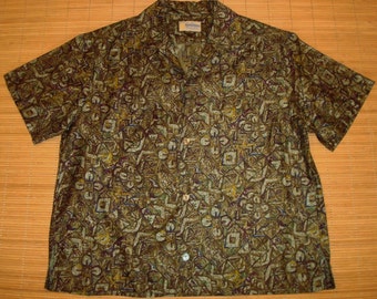 Mens Vintage 60s Bowling Style Hawaiian Aloha Shirt - S -The Hana Shirt Co