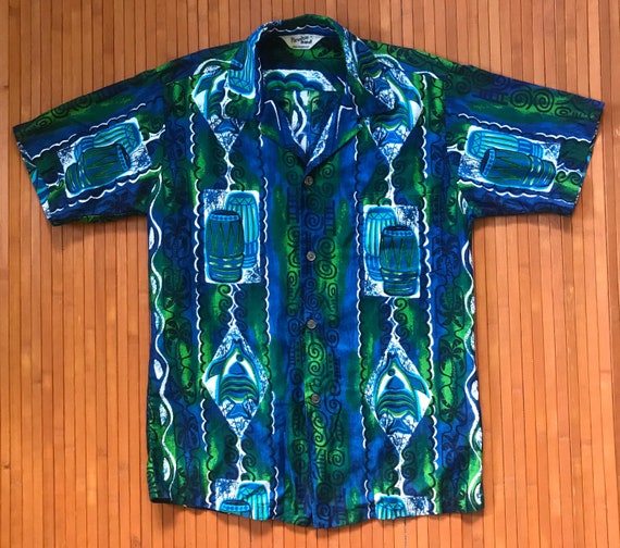 Vintage 60's psychedelisch Hawaïaans shirt van Paradise Hawaii Kleding Herenkleding Overhemden & T-shirts Overhemden 