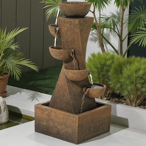 Modern 4-Tier Outdoor Water Fountain with Cascading Bowls