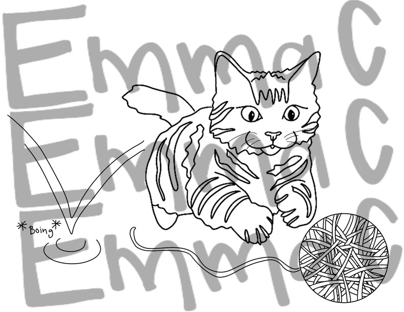 Cat Chasing Yarn Coloring Sheet - Etsy