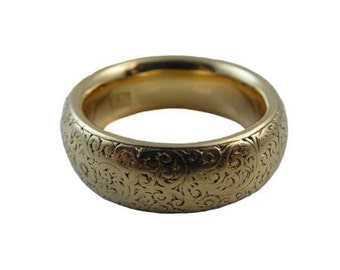 Antique Gold Wedding Ring with Floral Engraving, London 1881